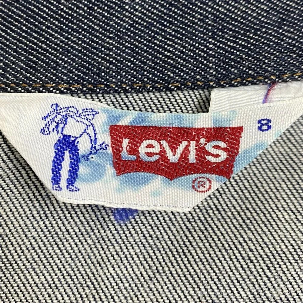 Vintage 1970s Kids Levi’s Denim Jacket with Cool Embroidery, Size 5/6